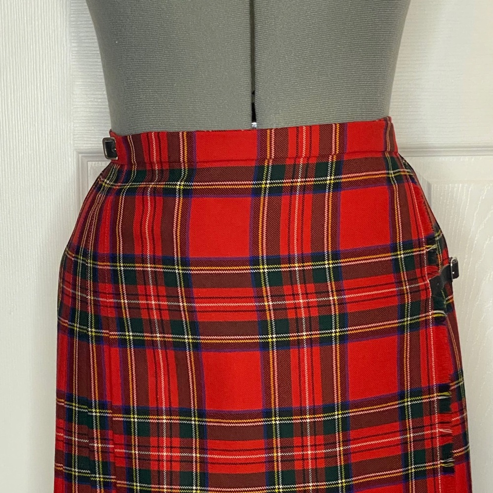 Hunt Club Red Royal Stewart‎ Tartan Wool Kilt Midi Skirt 12 - Picture 15 of 16